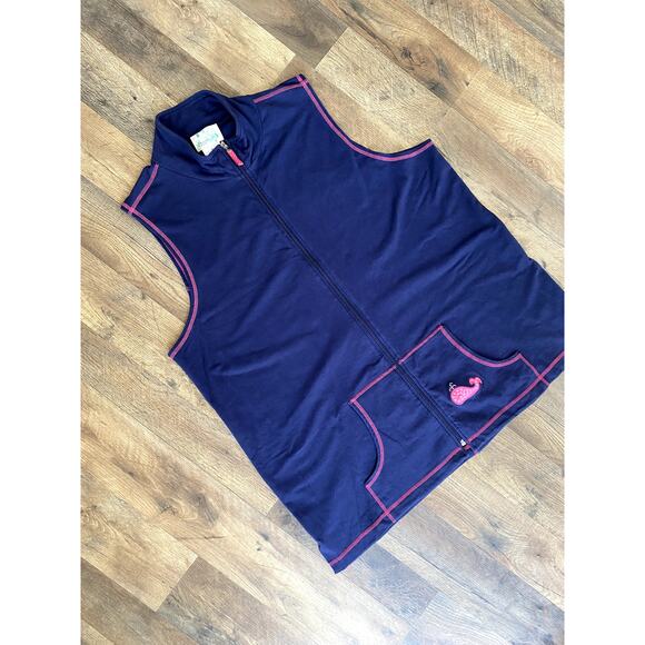 The Quacker Factory Navy/Pink Whale Vest Womens Sz 1X - Picture 2 of 7